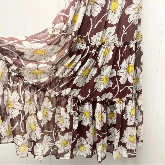 Madewell Maroon and White Floral Maxi Dress NWT - Picture 7 of 8